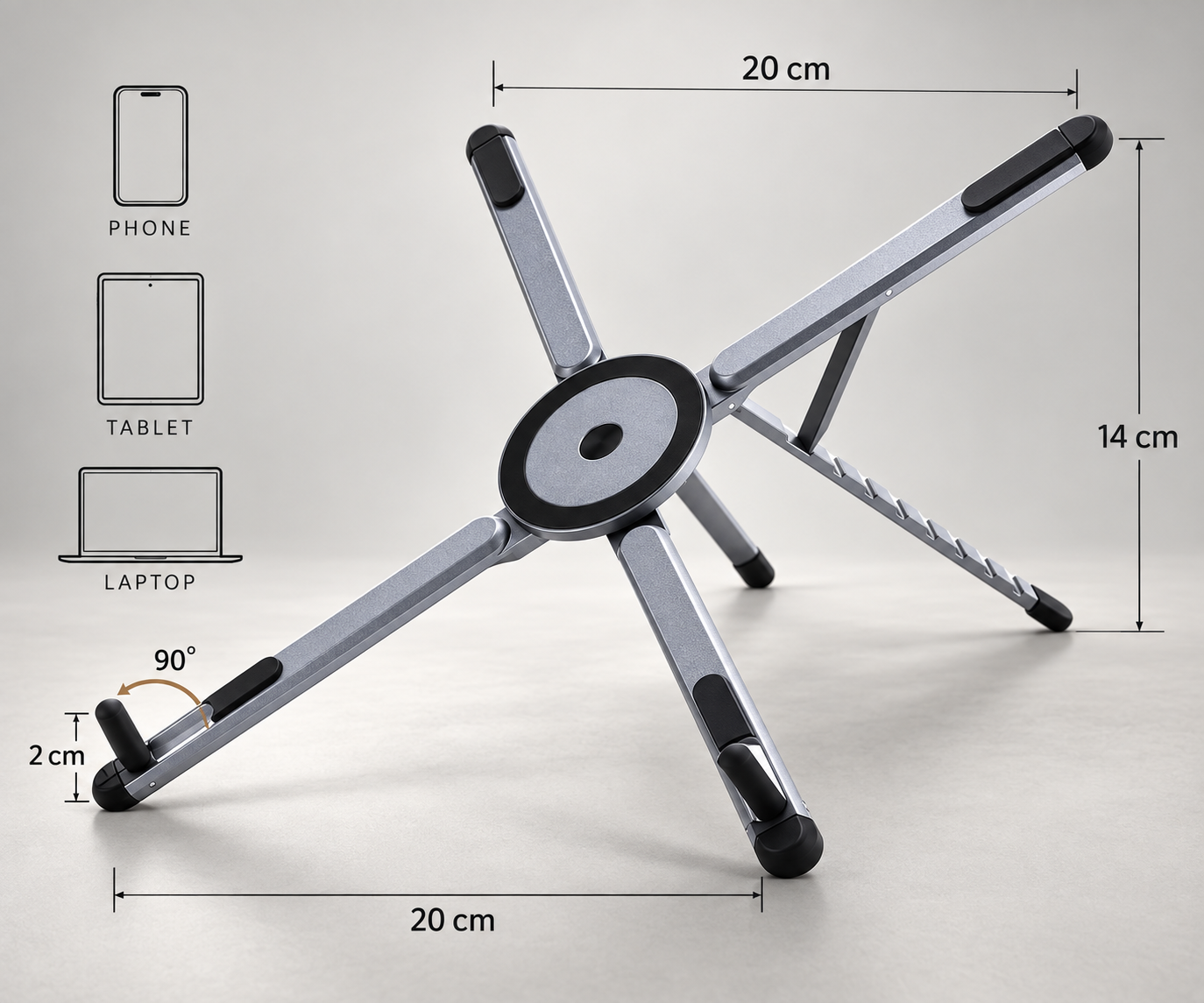 Dimension diagram of the AllureActiv stand